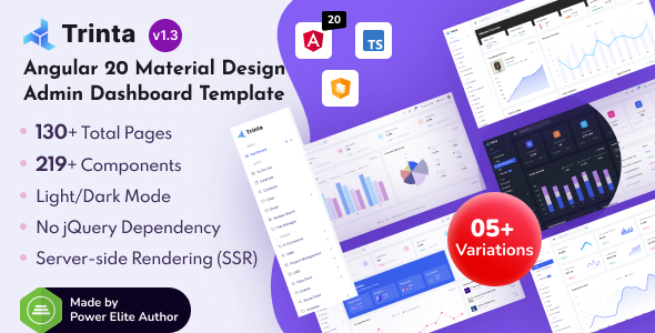 Trinta - Angular 20 Material Design Admin Dashboard Template + SSR