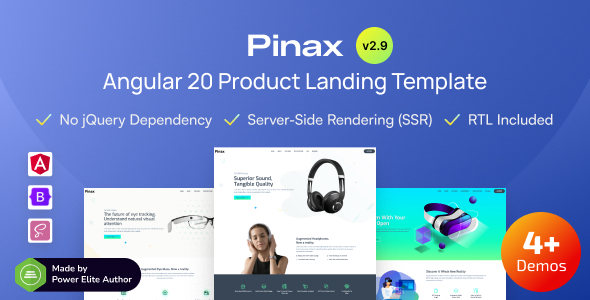 Pinax - Angular 20 E-Commerce Product Landing Page Template