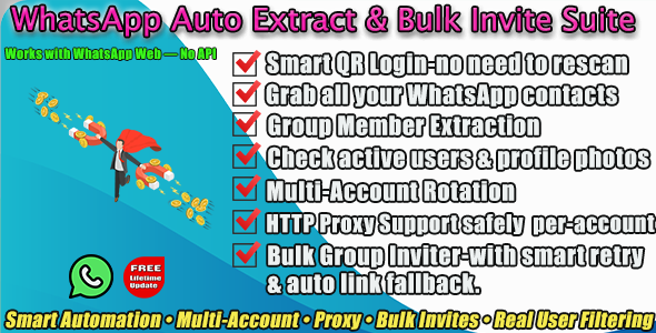 WhatsApp Auto Extract & Bulk Invite Suite