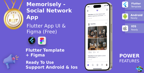 Social Network App ANDROID + IOS + FIGMA | UI Kit | Flutter | Life Time Update | Memorisely