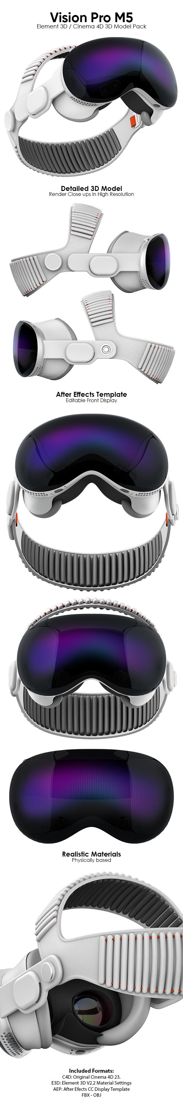 Apple Vision Pro M5 3D Model for Element 3D & Cinema 4D