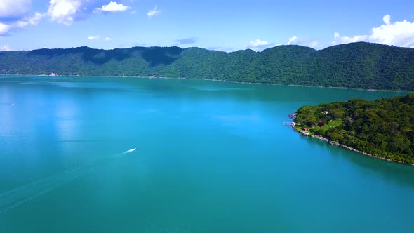 El Salvador Turquoise Lake Coatepeque Aerial View