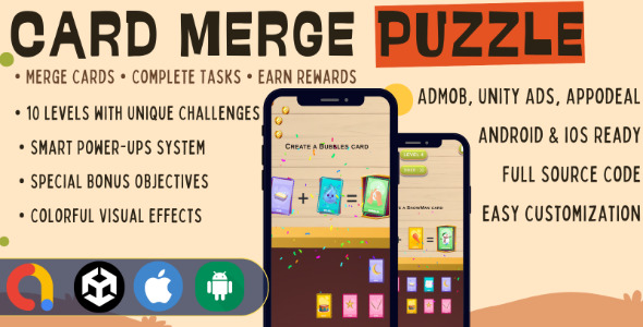 Card Merge Puzzle: Match & Combine Game with Ads & Power-ups