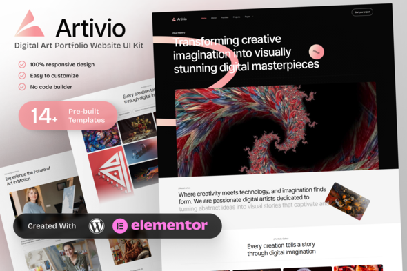 Artivio - Digital Art Portfolio Elementor Template Kit