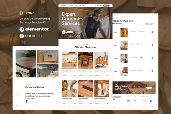 Crafter - Carpentry & Woodworking Elementor Template Kit
