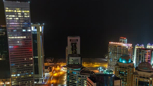 The Skyline of the West Bay Area From Top in Doha Timelapse Qatar