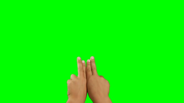 Hands pretending to use an invisible screen