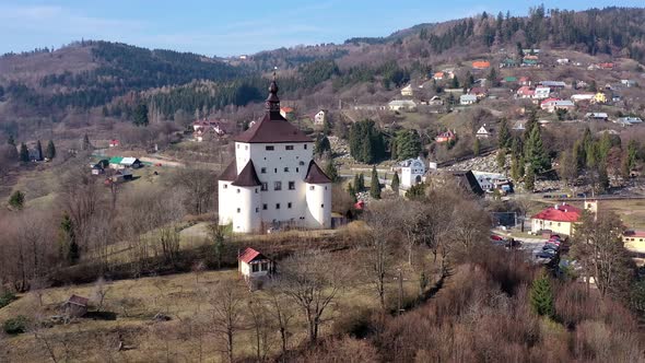 Aerial view of the castle in Banska Stiavnica, Slovakia