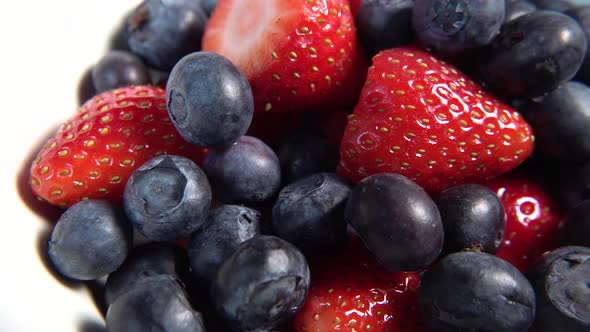 Strawberries and Blueberries in White Bowl Ready To Eat