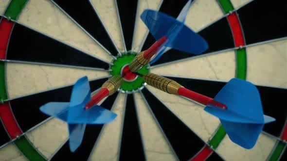 Darts In Bullseye Moving Shot