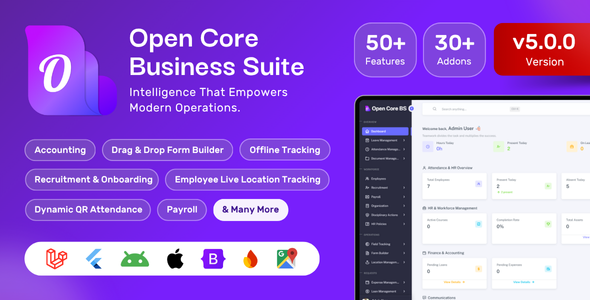 Open Core Business Suite: All-in-One System - HRMS, Accounting, Payroll & Field Operations