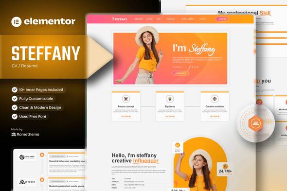 Steffany - CV Resume Elementor Pro Template Kit