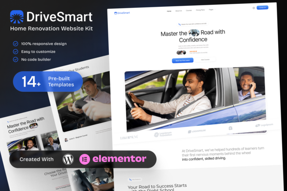 DriveSmart - Driving School Website Elementor Template Kit