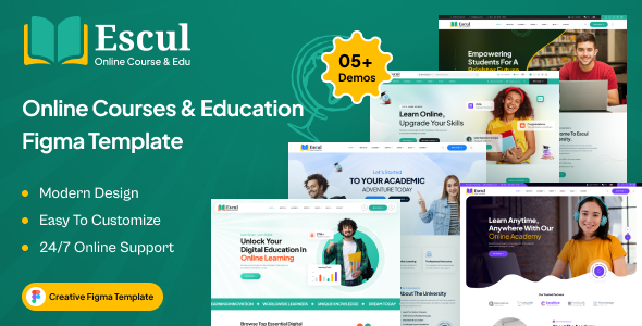 Escul – Online Courses & Education Figma Template
