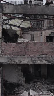 Vertical Video of a Wardamaged Apartment Building in Ukraine