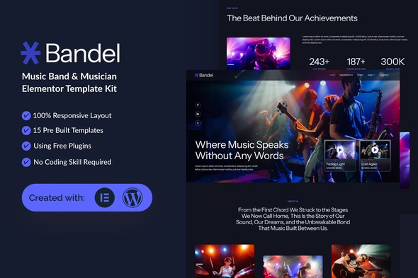 Bandel - Music Band & Musician Elementor Template Kit