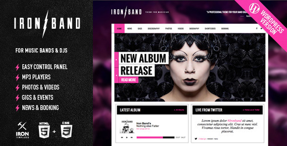 IronBand - Music Band i DJ WordPress