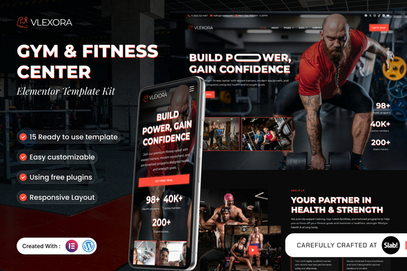 Vlexora - Gym & Fitness Center Elementor Template Kit