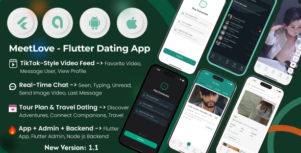 MeetLove Pro - Flutter Dating App (TikTok Style, Real-Time Chat, Smart Tour Plan) + Admin & Backend