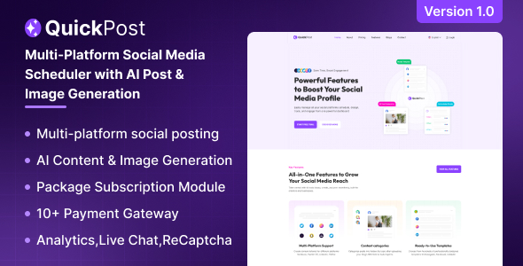 QuickPost - Multi-platform Social Media Scheduler with AI Post & Image Generation