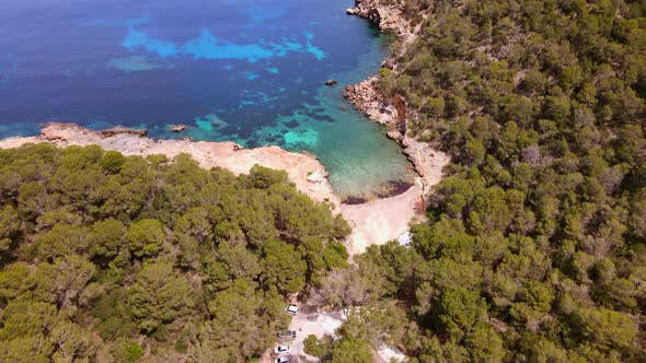 Cala Xuclar beach in Ibiza, Spain