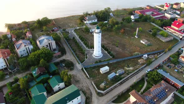 A beautiful lighthouse on the seashore