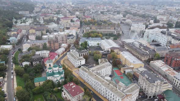 Cityscape of Kyiv, Ukraine. Aerial View, Slow Motion