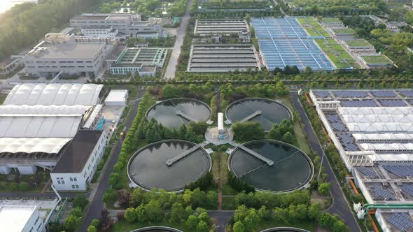 Sewage treatment plant in city