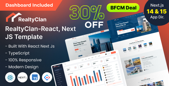 Realtyclan – Real Estate React Next JS Template & Dashboard.