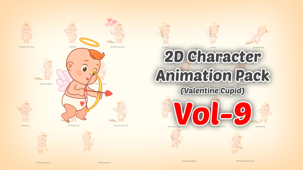 Valentine Cupid 2D character Animation Pack Vol 9