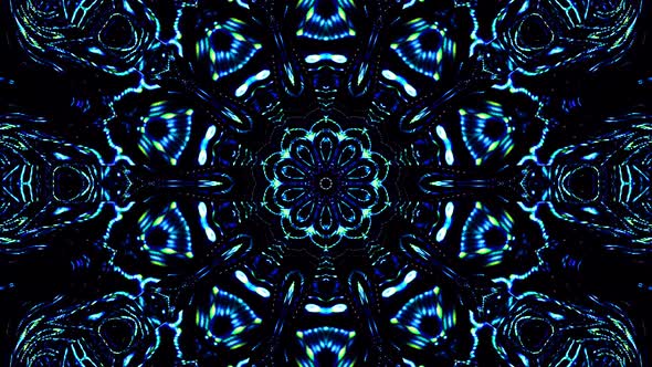 Bright abstract light governing blue color, kaleidoscope