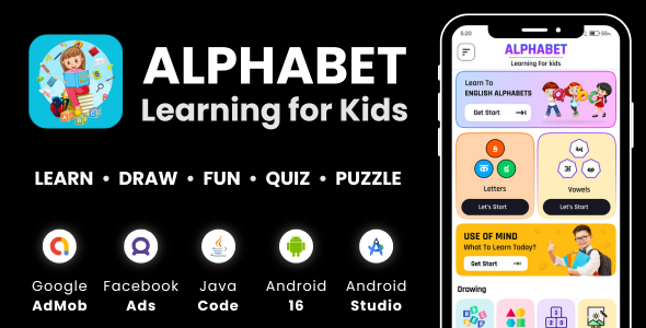 Alphabet Learning for Kids with AdMob Facebook Ads Android