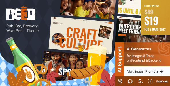 Beer - Pub, Bar, Brewery WordPress Theme