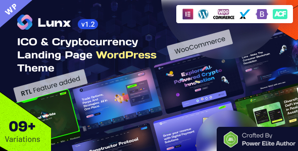 Lunx – ICO & Cryptocurrency Landing Page WordPress Theme