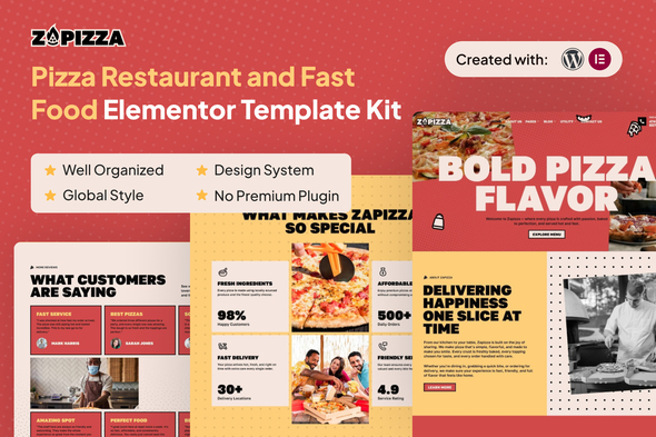 Zapizza - Pizza Restaurant and Fast Food Elementor Template Kit
