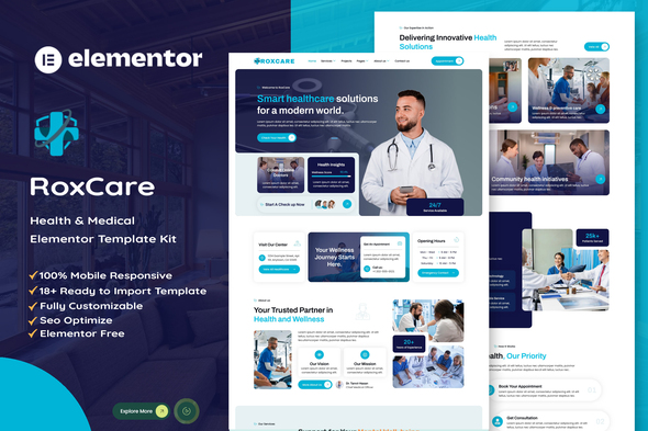 RoxCare - Health & Medical Elementor Template Kit