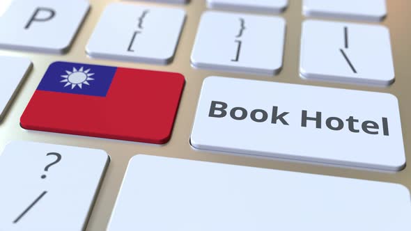 BOOK HOTEL Text and Flag of Taiwan on the Buttons