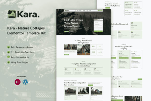 Kara - Nature Cottages Elementor Template Kit