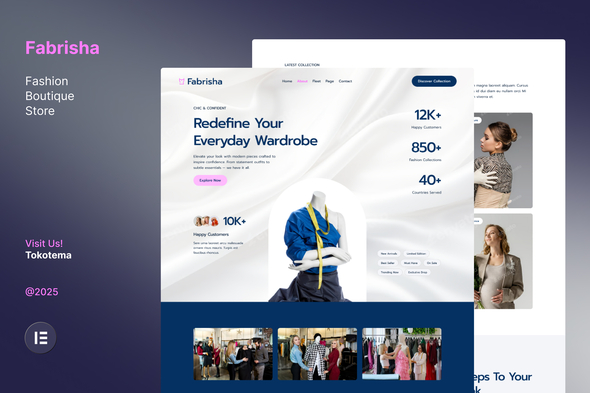 Fabrisha - Fashion Boutique Store Website Elementor Template Kit