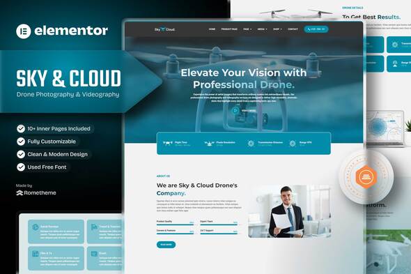 Sky&Cloud - Drone Aerial Photography & Videography Elementor Template Kit