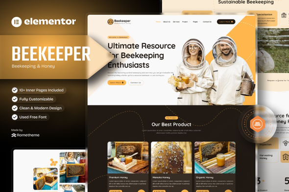 Beekeeper - Beekeeping & Honey Elementor Template Kit