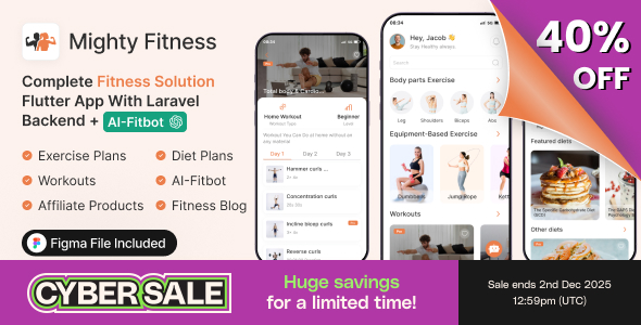 Mighty Fitness: Complete Fitness Solution Flutter App With Laravel Backend + ChatGPT(AIFitbot)