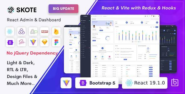 Skote - React Admin & Dashboard Template + Sketch