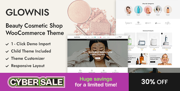 Glownis - Beauty and Cosmetics Shop WordPress WooCommerce Theme