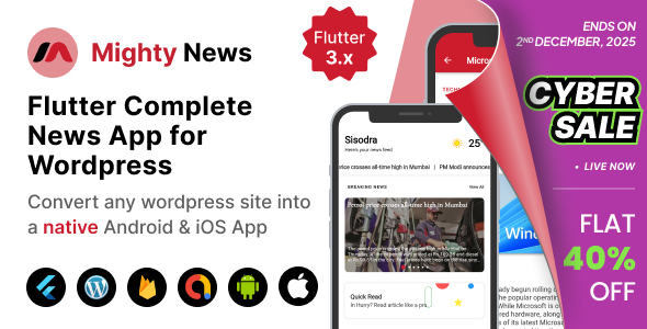 Mighty News - Flutter News App with Wordpress backend