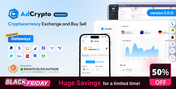 AdCrypto - Cryptocurrency Exchange and Buy Sell Full Solution