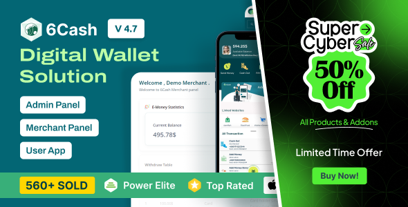 6Cash - Digital Wallet Mobile App with Laravel Admin Panel
