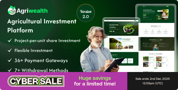 AgriWealth - Agricultural HYIP Investment  and Ecommerce Solution