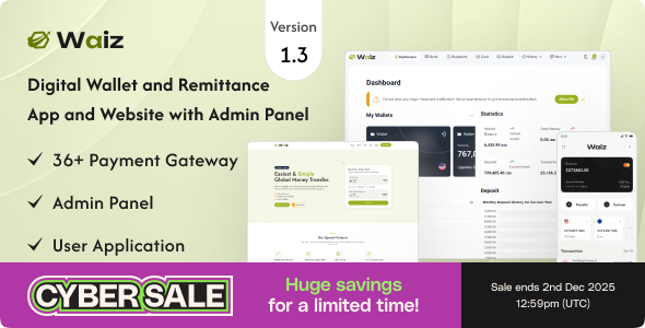 Waiz - Digital Wallet and Remittance App and Website with Admin Panel