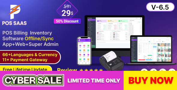 POS SAAS - Flutter POS Billing  Inventory Software with HRM App+Web+Super Admin